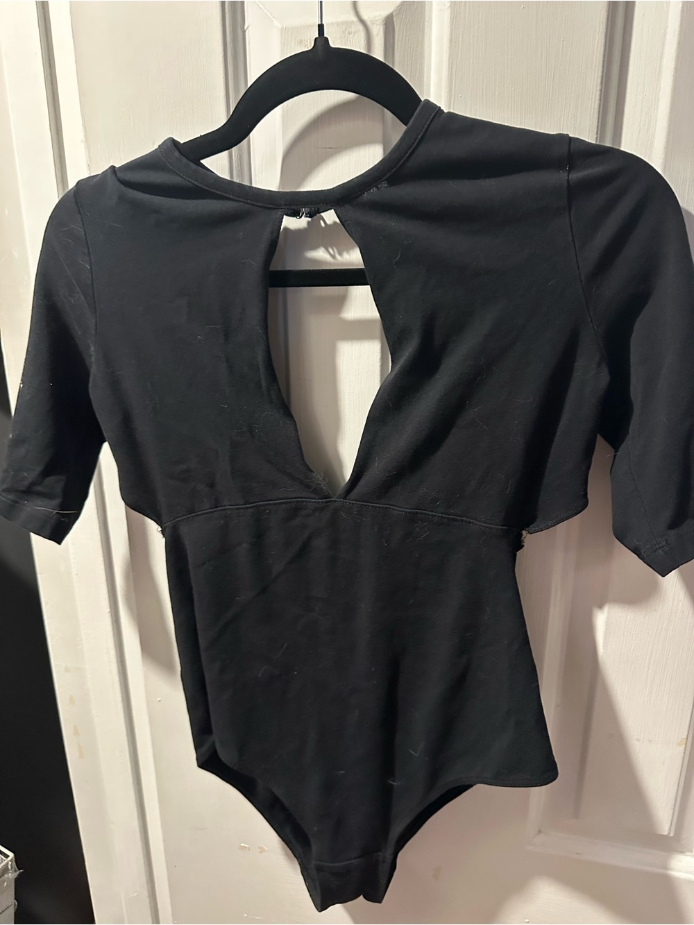 Urban Outfitters Black Short Sleeve Keyhole Bodysuit